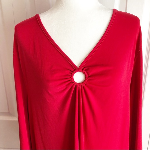 Avenue Stretch Red V-Neck Knit Top Size 26/28 - Picture 2 of 11